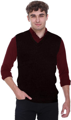 Shunit creation Solid V Neck Casual Men Black Sweater
