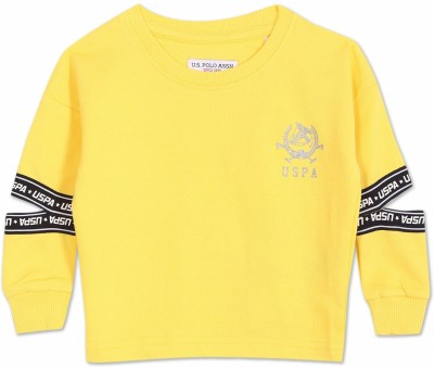 U.S. POLO ASSN. Full Sleeve Solid Baby Girls Sweatshirt