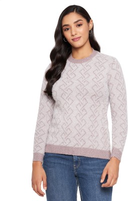 CLAPTON Self Design Round Neck Casual Women Pink Sweater