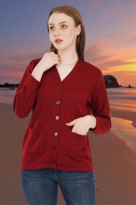 jorden4u Solid V Neck Casual Women Maroon Sweater