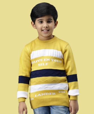 ANIXA Solid Round Neck Casual Boys Yellow Sweater