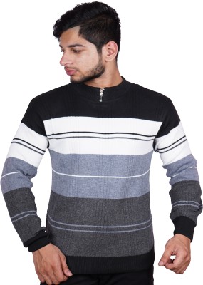 slap Striped High Neck Casual Men Multicolor Sweater