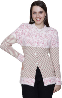 HITTIKA Self Design Round Neck Casual Women Pink Sweater