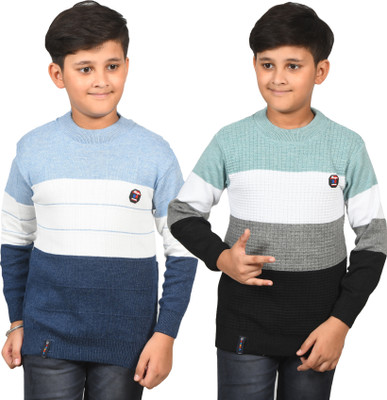 BADOS Colorblock Round Neck Casual Boys Multicolor Sweater