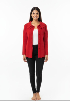 Fashionpoint Solid Round Neck Casual Women Red Sweater
