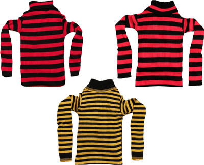TBMANIA Striped High Neck Casual Girls Multicolor Sweater