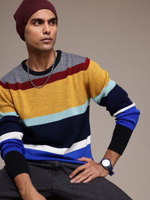 Roadster Striped Round Neck Casual Men Multicolor Sweater