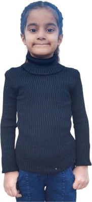 Stately Striped High Neck Casual Boys & Girls Blue Sweater