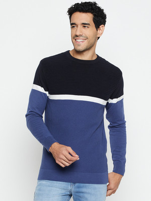 CANTABIL Woven Round Neck Casual Men Blue Sweater