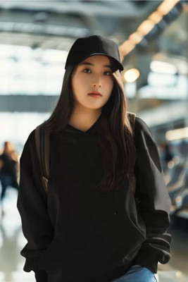 Sahuone Solid Hooded Neck Casual Women Beige Sweater