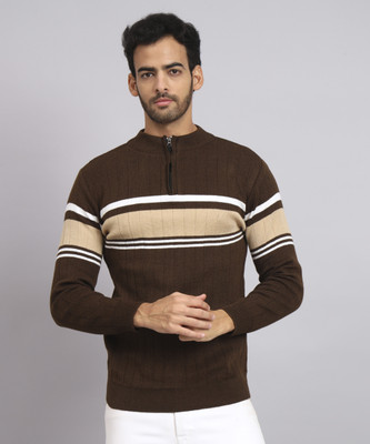 HELL BOUND Woven Round Neck Casual Men Multicolor Sweater