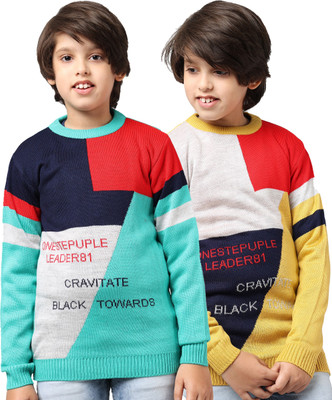 ANIXA Colorblock Round Neck Casual Boys & Girls Multicolor Sweater