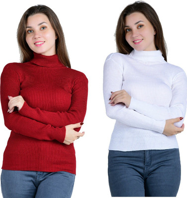Farlucci Solid High Neck Casual Women Multicolor Sweater