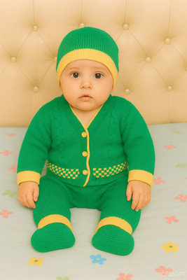 Paryag Baby Boys & Baby Girls Casual Sweater Pyjama(Aqua-Green)