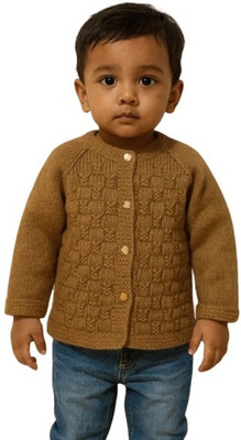 Ratnakapasam Solid Round Neck Casual Baby Boys & Baby Girls Brown Sweater