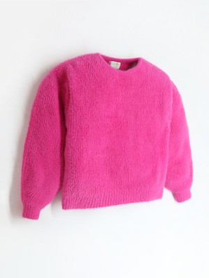 Cherry Crumble by Nitt Hyman Woven Round Neck Casual Baby Girls Pink Sweater