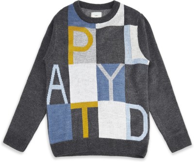 Pantaloons Junior Colorblock Crew Neck Casual Boys Grey Sweater