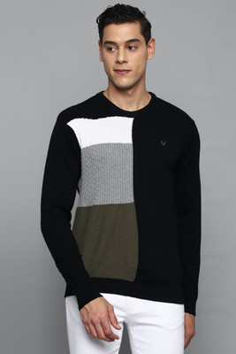 Allen Solly Colorblock Crew Neck Casual Men Multicolor Sweater