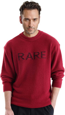 RARE RABBIT Printed Crew Neck Casual Men Red Sweater