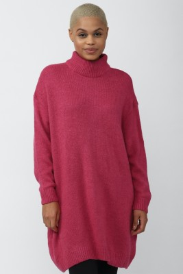 FOREVER 21 Solid Turtle Neck Casual Women Pink Sweater