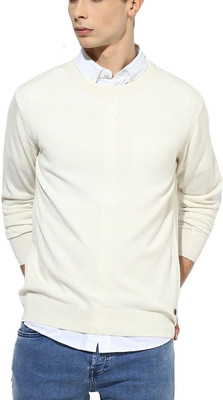 COSLIETIC TREND Solid Round Neck Casual Men White Sweater