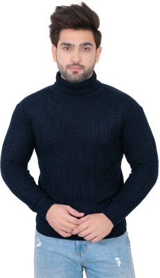 Dartline Solid High Neck Casual Men Black Sweater