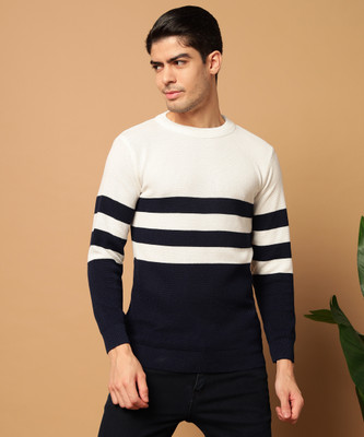MORKEL Striped Round Neck Casual Men Multicolor Sweater