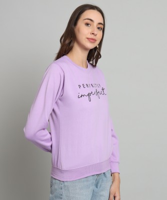 WILLEY Printed Round Neck Casual Women Purple Sweater