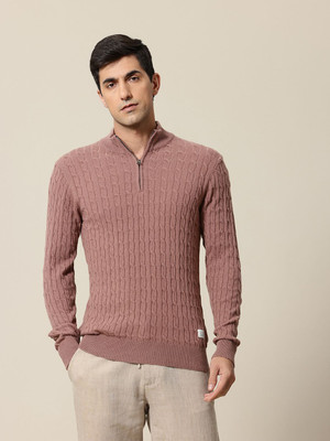Mr Bowerbird Self Design Collared Neck Casual Men Brown Sweater