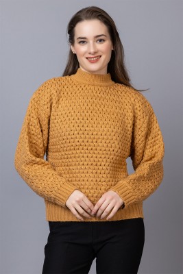 kalu Solid Round Neck Casual Women Yellow Sweater