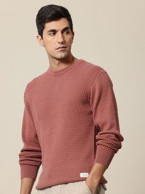 Mr Bowerbird Self Design Round Neck Casual Men Red Sweater