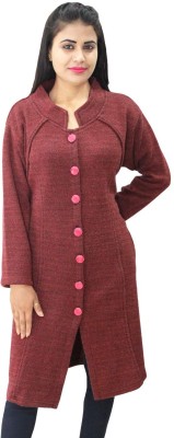 Hautemoda Solid Collared Neck Casual Women Maroon Sweater