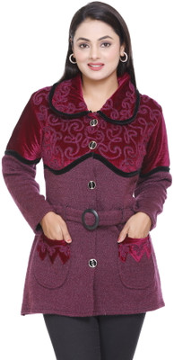 PIPASA WOMEN Embroidered Collared Neck Casual Women Pink Sweater