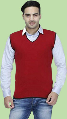 ZAKOD Self Design V Neck Casual Men Maroon Sweater