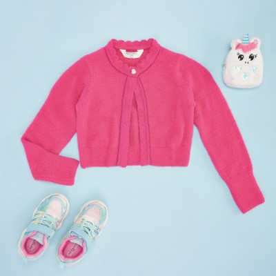 Pantaloons Baby Solid Round Neck Casual Baby Boys Pink Sweater