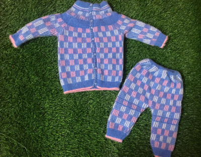 Tarishi Self Design Collared Neck Casual Baby Boys & Baby Girls Reversible Blue Sweater