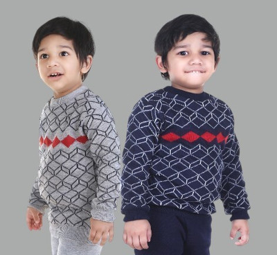 GTwo Solid Round Neck Casual Boys Multicolor Sweater
