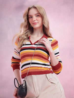Dressberry Self Design Peter Pan Collar Casual Women Multicolor Sweater