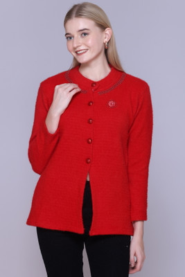 FASHIONLOOK Solid Round Neck Casual Women Red Sweater