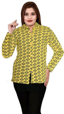Shunit creation Self Design Round Neck Lounge Wear Women Yellow Sweater