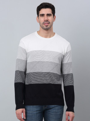 CANTABIL Striped Round Neck Casual Men Dark Blue Sweater