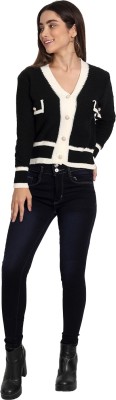 ikichic Solid V Neck Casual Women Black Sweater