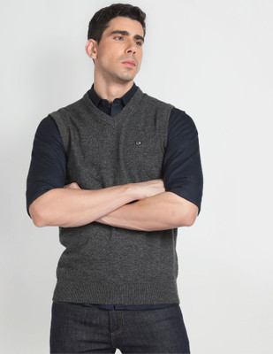 Arrow Sport Colorblock Crew Neck Casual Men Grey Sweater