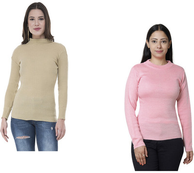 KAVYA Solid High Neck Casual Women Multicolor Sweater