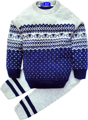 JAI Striped Round Neck Casual Baby Boys Multicolor Sweater