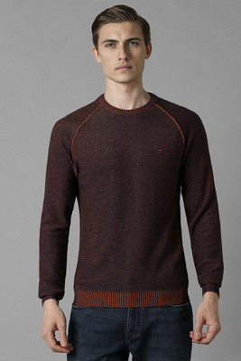 LOUIS PHILIPPE Solid Crew Neck Casual Men Brown Sweater