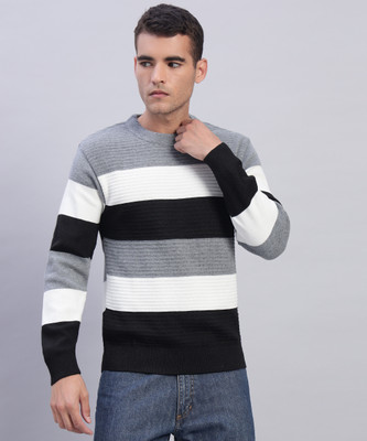 MORKEL Colorblock Round Neck Casual Men Multicolor Sweater