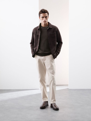 MARKS & SPENCER Solid Round Neck Casual Men Brown Sweater