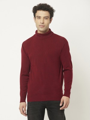 CRIMSOUNE CLUB Solid High Neck Casual Men Maroon Sweater