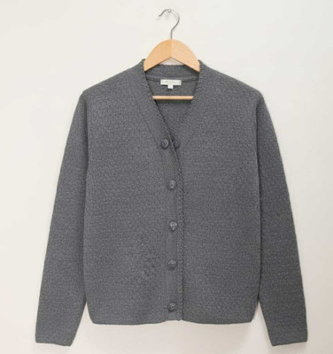 SHUBH LABH COLLECTION Solid V Neck Casual Women Grey Sweater